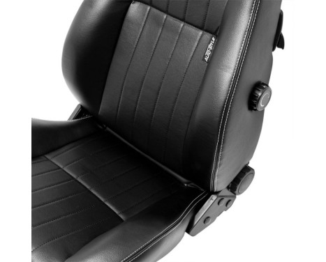 Sports seat 'Retro' - Black artificial leather + silver stitching - Double-sided adjustable backrest, Image 6