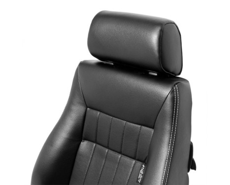 Sports seat 'Retro' - Black artificial leather + silver stitching - Double-sided adjustable backrest, Image 7