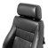 Sports seat 'Retro' - Black artificial leather + silver stitching - Double-sided adjustable backrest, Thumbnail 7