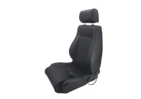 Sports seat 'Retro II' - Black Artificial Leather + Silver stitching - Double-sided adjustable backrest -