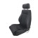 Sports seat 'Retro II' - Black Artificial Leather + Silver stitching - Double-sided adjustable backrest -