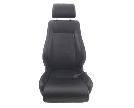 Sports seat 'Retro II' - Black Artificial Leather + Silver stitching - Double-sided adjustable backrest -, Image 2