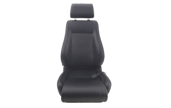 Sports seat 'Retro II' - Black Artificial Leather + Silver stitching - Double-sided adjustable backrest -, Image 2