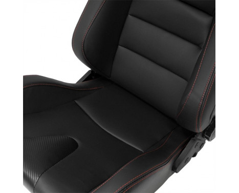Sports seat 'RK' - Black Artificial leather + Red stitching - Double-sided adjustable backrest, Image 7