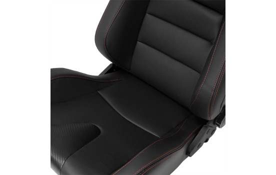 Sports seat 'RK' - Black Artificial leather + Red stitching - Double-sided adjustable backrest, Image 7