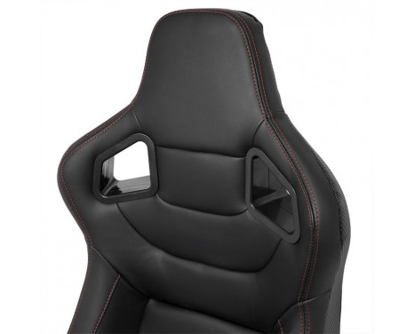 Sports seat 'RK' - Black Artificial leather + Red stitching - Double-sided adjustable backrest, Image 8