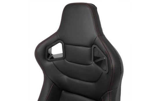 Sports seat 'RK' - Black Artificial leather + Red stitching - Double-sided adjustable backrest, Image 8