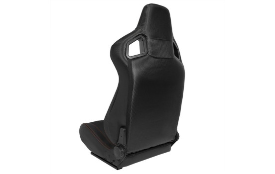 Sports seat 'RK' - Black Artificial leather + Red stitching - Double-sided adjustable backrest, Image 2