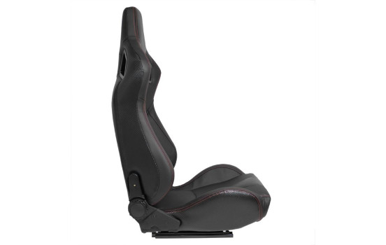Sports seat 'RK' - Black Artificial leather + Red stitching - Double-sided adjustable backrest, Image 4