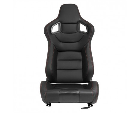 Sports seat 'RK' - Black Artificial leather + Red stitching - Double-sided adjustable backrest, Image 3