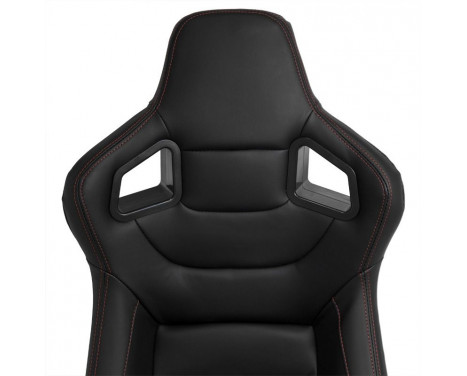 Sports seat 'RK' - Black Artificial leather + Red stitching - Double-sided adjustable backrest, Image 6