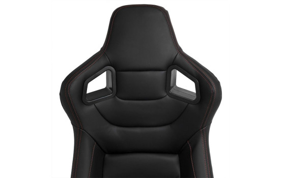 Sports seat 'RK' - Black Artificial leather + Red stitching - Double-sided adjustable backrest, Image 6