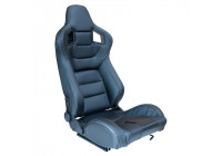 Sports seat 'RK' - Black Artificial leather + Silver stitching - Double-sided adjustable backrest