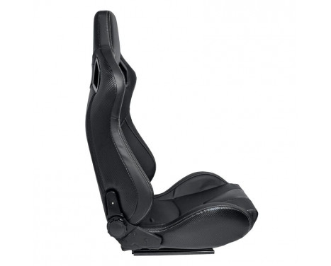 Sports seat 'RK' - Black Artificial leather + Silver stitching - Double-sided adjustable backrest, Image 4