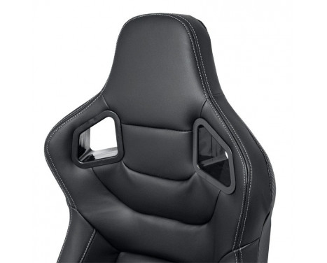 Sports seat 'RK' - Black Artificial leather + Silver stitching - Double-sided adjustable backrest, Image 8