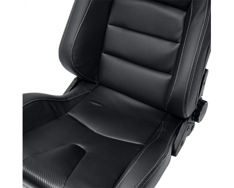 Sports seat 'RK' - Black Artificial leather + Silver stitching - Double-sided adjustable backrest, Image 7