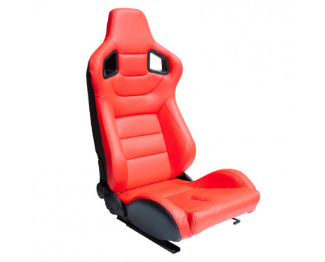 Sports seat 'RK' - Red Artificial leather - Double-sided adjustable backrest