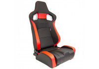 Sports seat 'RS6-II' - Matt black/Red Artificial leather - Double-sided adjustable backrest