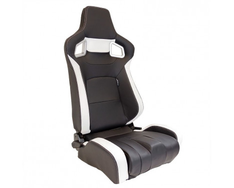 Sports seat 'RS6-II' Matt black/White Artificial leather Adjustable on both sides