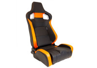 Sports seat 'RS6-II' - Matte black/Orange Artificial leather - Double-sided adjustable backrest - incl.