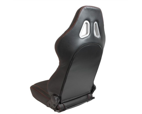 Sports seat 'TN' - Black Artificial leather + Red stitching - Double-sided adjustable backrest - incl, Image 2