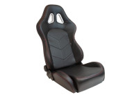 Sports seat 'TN' - Black Artificial leather + Red stitching - Double-sided adjustable backrest - incl