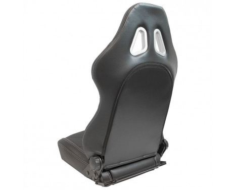 Sports seat 'TN' - Black artificial leather + silver stitching - Double-sided adjustable, Image 2