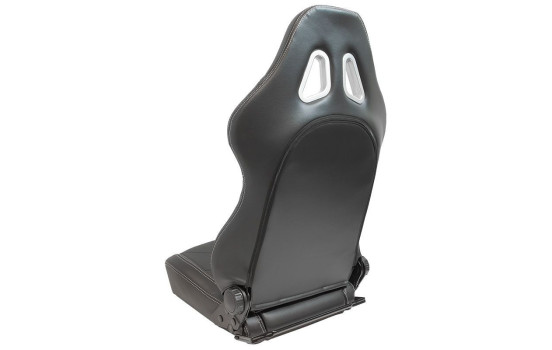 Sports seat 'TN' - Black artificial leather + silver stitching - Double-sided adjustable, Image 2