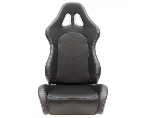 Sports seat 'TN' - Black artificial leather + silver stitching - Double-sided adjustable, Image 3