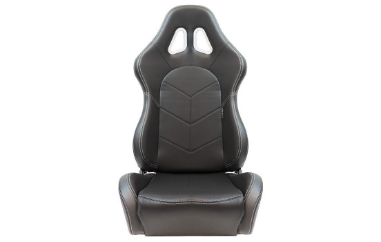Sports seat 'TN' - Black artificial leather + silver stitching - Double-sided adjustable, Image 3
