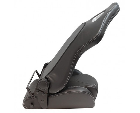 Sports seat 'TN' - Black artificial leather + silver stitching - Double-sided adjustable, Image 4