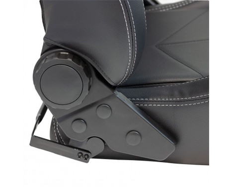Sports seat 'TN' - Black artificial leather + silver stitching - Double-sided adjustable, Image 5