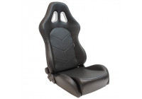 Sports seat 'TN' - Black artificial leather + silver stitching - Double-sided adjustable