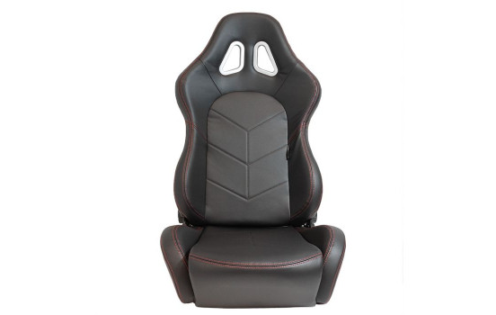 Sports seat 'TN' - Black leatherette + red stitching - Double-sided adjustable backrest -, Image 4