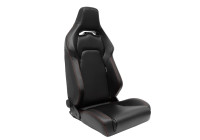 Sports seat 'VGR' - Black artificial leather + red stitching - Double-sided adjustable backrest
