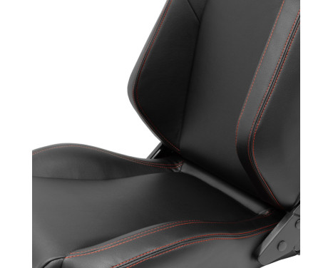 Sports seat 'VGR' - Black artificial leather + red stitching - Double-sided adjustable backrest, Image 7