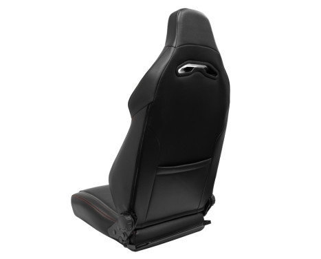 Sports seat 'VGR' - Black leatherette + dark gray fabric/suede + red stitching, Image 2