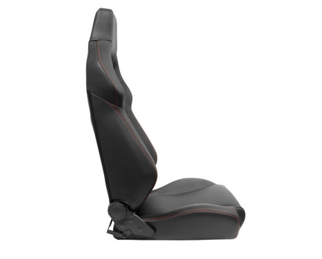 Sports seat 'VGR' - Black leatherette + dark gray fabric/suede + red stitching, Image 4
