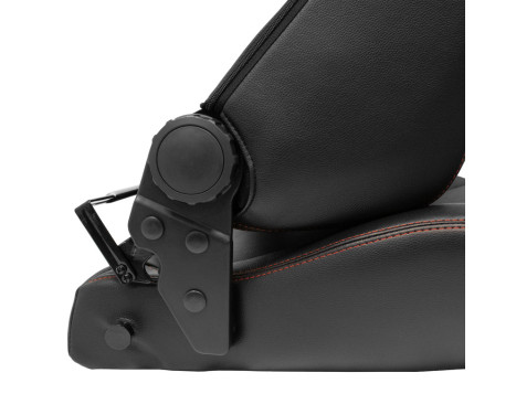 Sports seat 'VGR' - Black leatherette + dark gray fabric/suede + red stitching, Image 5