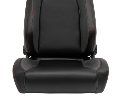 Sports seat 'VGR' - Black leatherette + dark gray fabric/suede + red stitching, Image 6