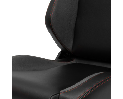 Sports seat 'VGR' - Black leatherette + dark gray fabric/suede + red stitching, Image 7