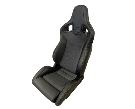 Sports seat NK - Black artificial leather + Gray textile - Double-sided adjustable backrest incl. sleds