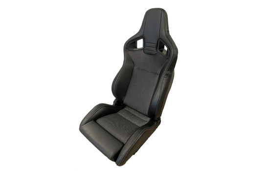 Sports seat NK - Black artificial leather + Gray textile - Double-sided adjustable backrest incl. sleds