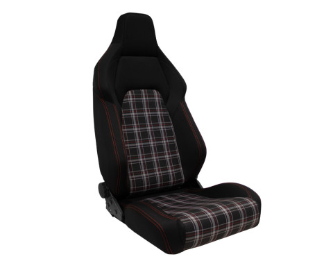 Sports seat VGR - Black fabric + Red diamond pattern fabric + Red stitching - Double-sided adjustable