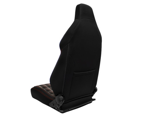 Sports seat VGR - Black fabric + Red diamond pattern fabric + Red stitching - Double-sided adjustable, Image 2