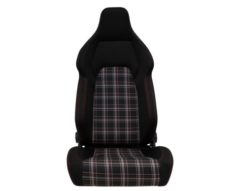 Sports seat VGR - Black fabric + Red diamond pattern fabric + Red stitching - Double-sided adjustable, Image 3
