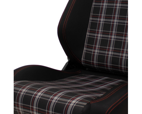 Sports seat VGR - Black fabric + Red diamond pattern fabric + Red stitching - Double-sided adjustable, Image 7