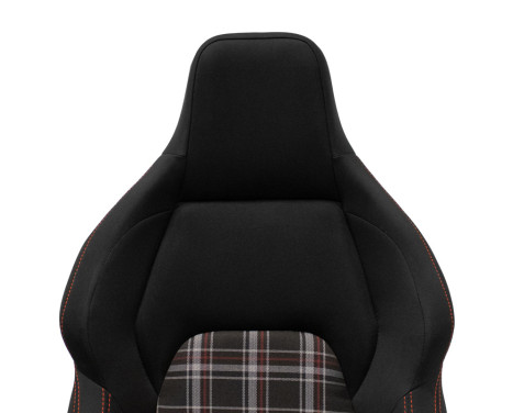 Sports seat VGR - Black fabric + Red diamond pattern fabric + Red stitching - Double-sided adjustable, Image 8