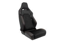 Sports seat VGR Premium - Black Leather & Alcantara + Red stitching - Double-sided adjustable