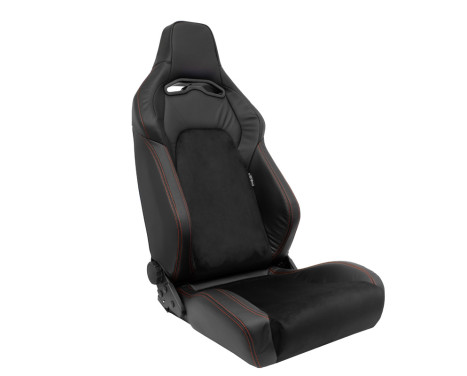 Sports seat VGR Premium - Black Leather & Alcantara + Red stitching - Double-sided adjustable